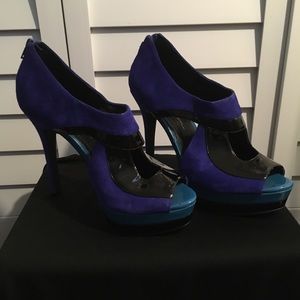 Three tone (royal-teal-black) 5inc heel